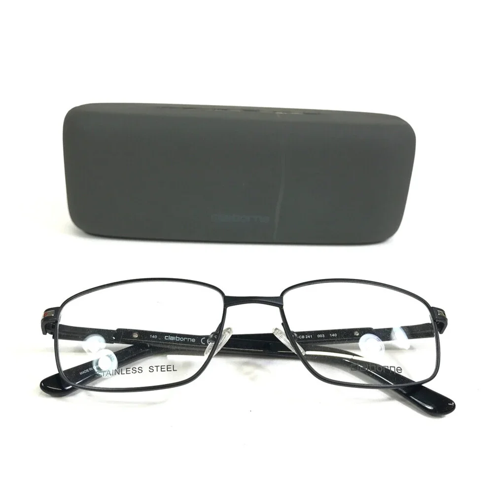 Claiborne Eyeglasses Frames CB241 003 Matte Black Rectangle Wire Rim 53-18-140